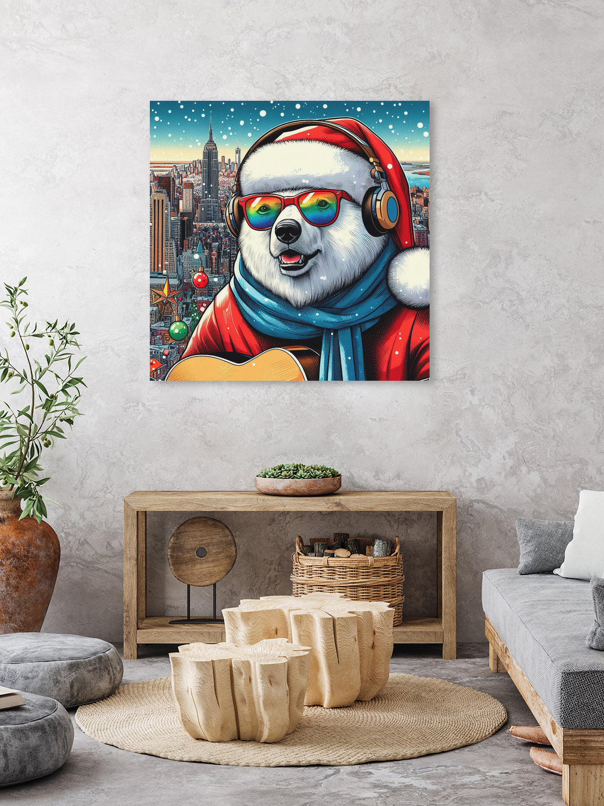 XMAS POLAR BEAR NYC 2 by OTIS PORRITT on GIANT ART - red digital painting