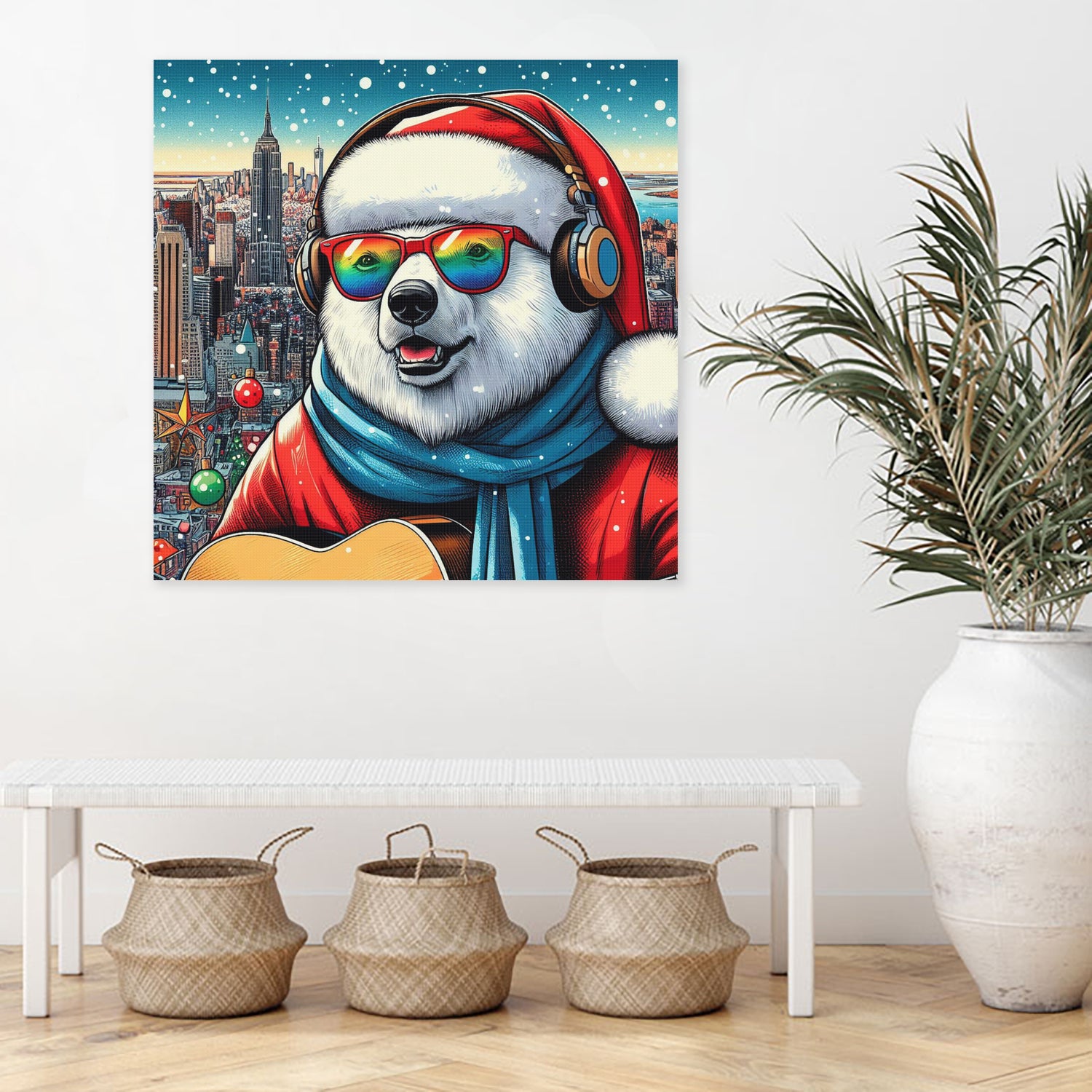 XMAS POLAR BEAR NYC 2 by OTIS PORRITT on GIANT ART - red digital painting