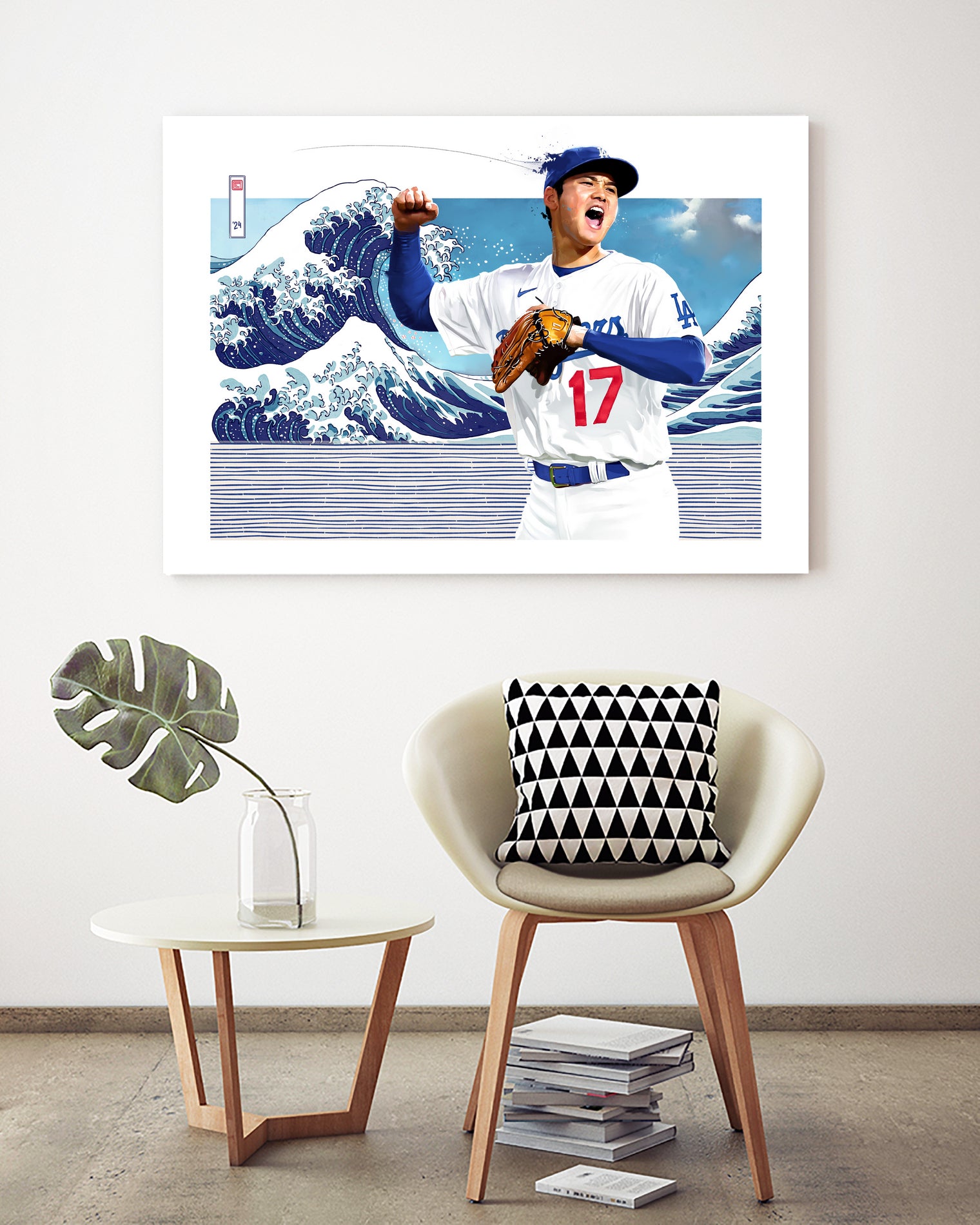 Ohtani Great Wave by Claudia Labarca on GIANT ART - blue digital painting