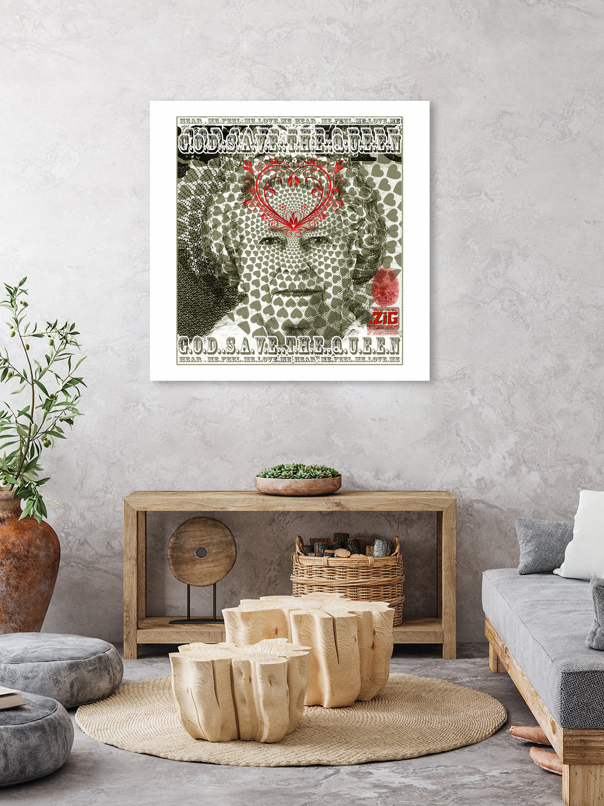 God Save The Queen Blood & Khaki (Hear Me Edition) by Ziggy Christenson on GIANT ART - green digital drawing