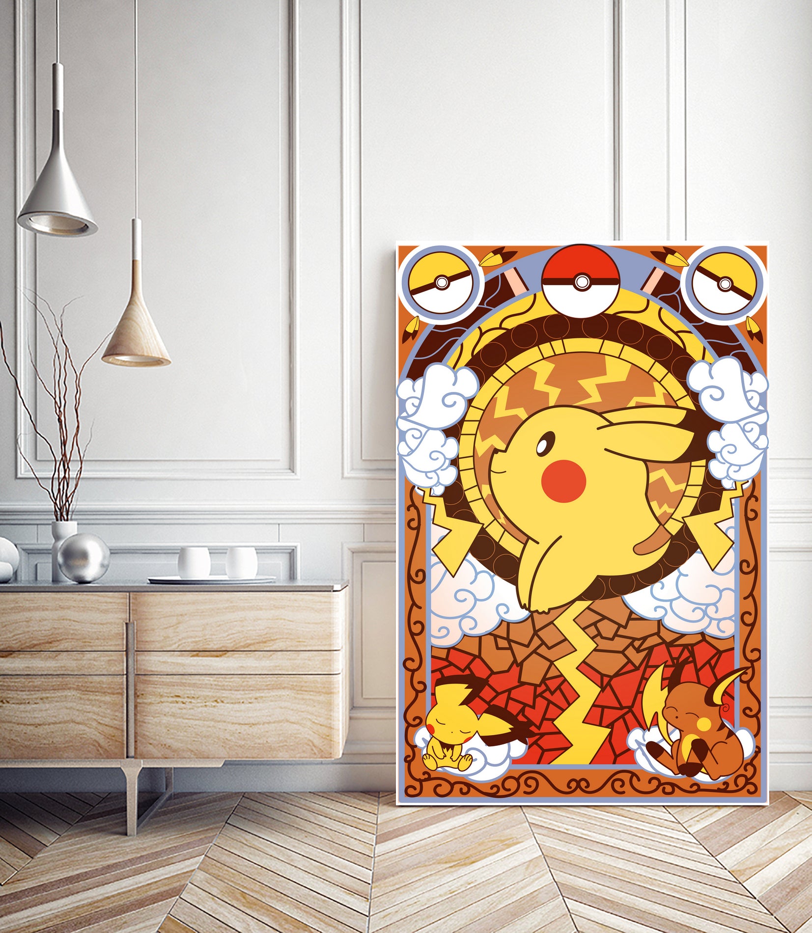 Stained Glass Pikachu by Erin Fitzgerald on GIANT ART - yellow digital drawing