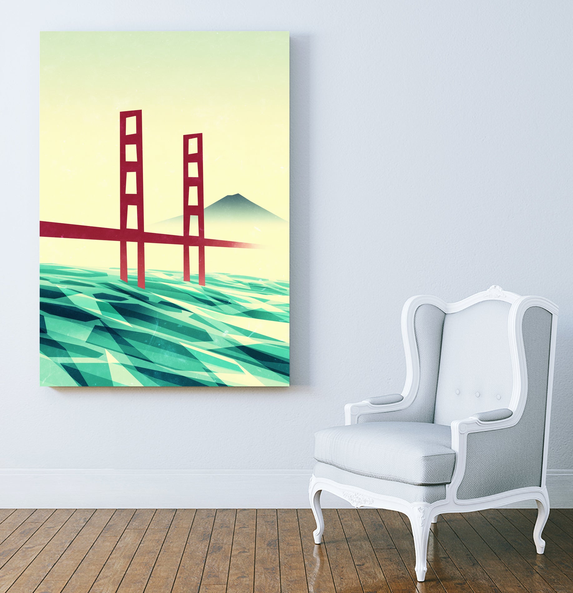 Misty day at The Golden Gate by Sjoerd Piepenbrink on GIANT ART - red vector illustration
