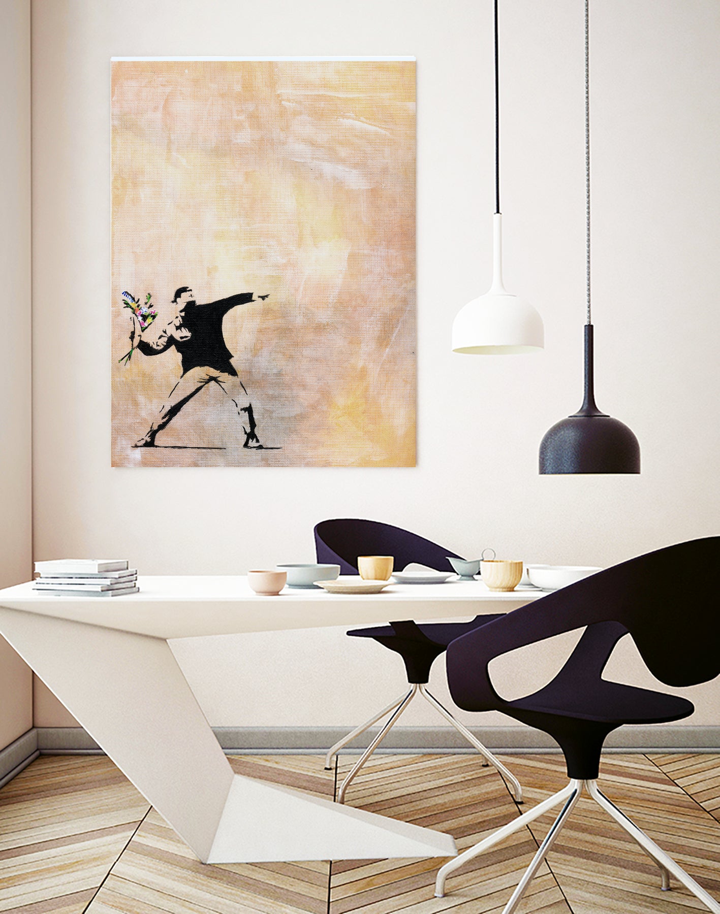 Banksy's Love is in the Air by Jose Bueras on GIANT ART - yellow digital drawing