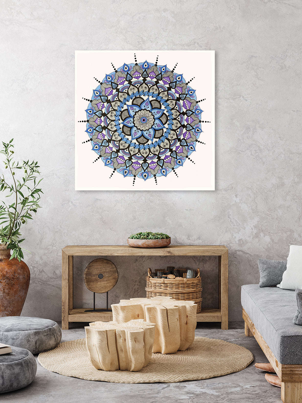 Mandala 03 by Ranka Stevic on GIANT ART - blue mixed media
