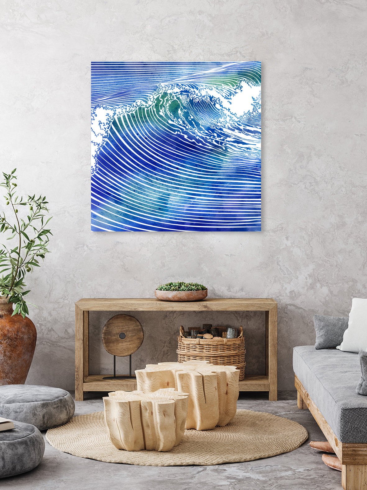 ATLANTIC WAVES by Stevyn Llewellyn on GIANT ART - blue mixed media
