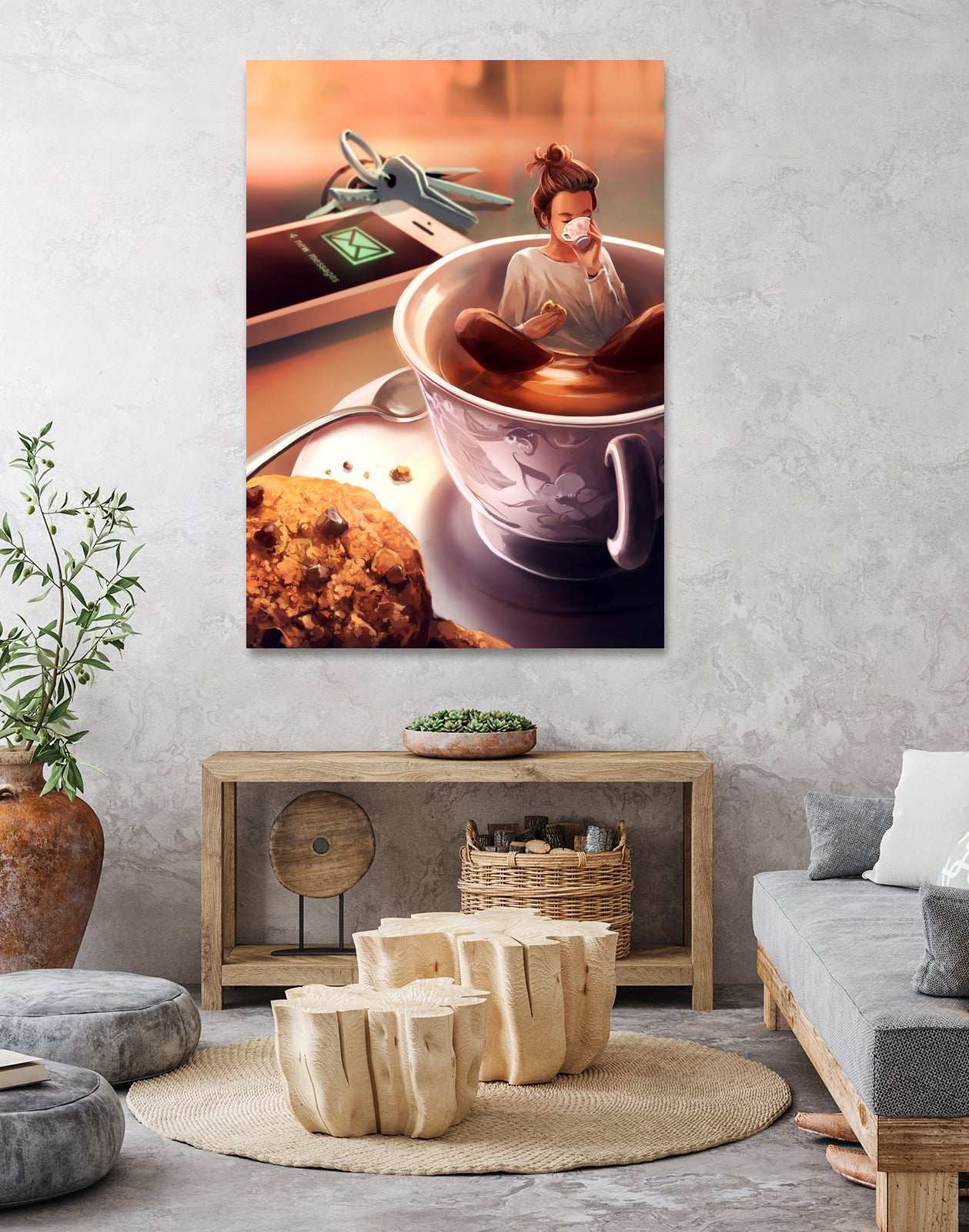 Tea Time by Cyril Rolando on GIANT ART - orange digital painting