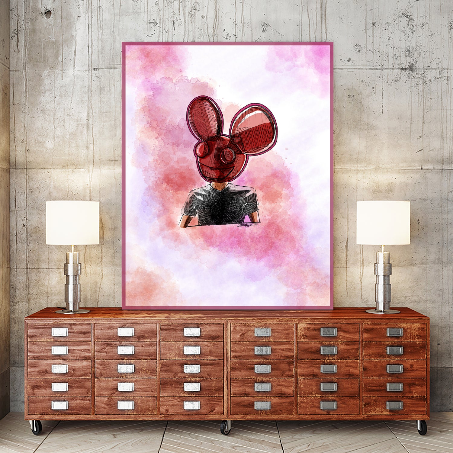 Deadmau5 by Soe San on GIANT ART - red digital painting