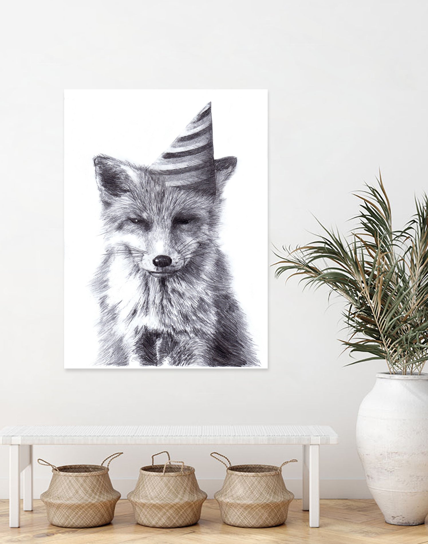 Party Fox by Kareena Harris on GIANT ART - black mixed media