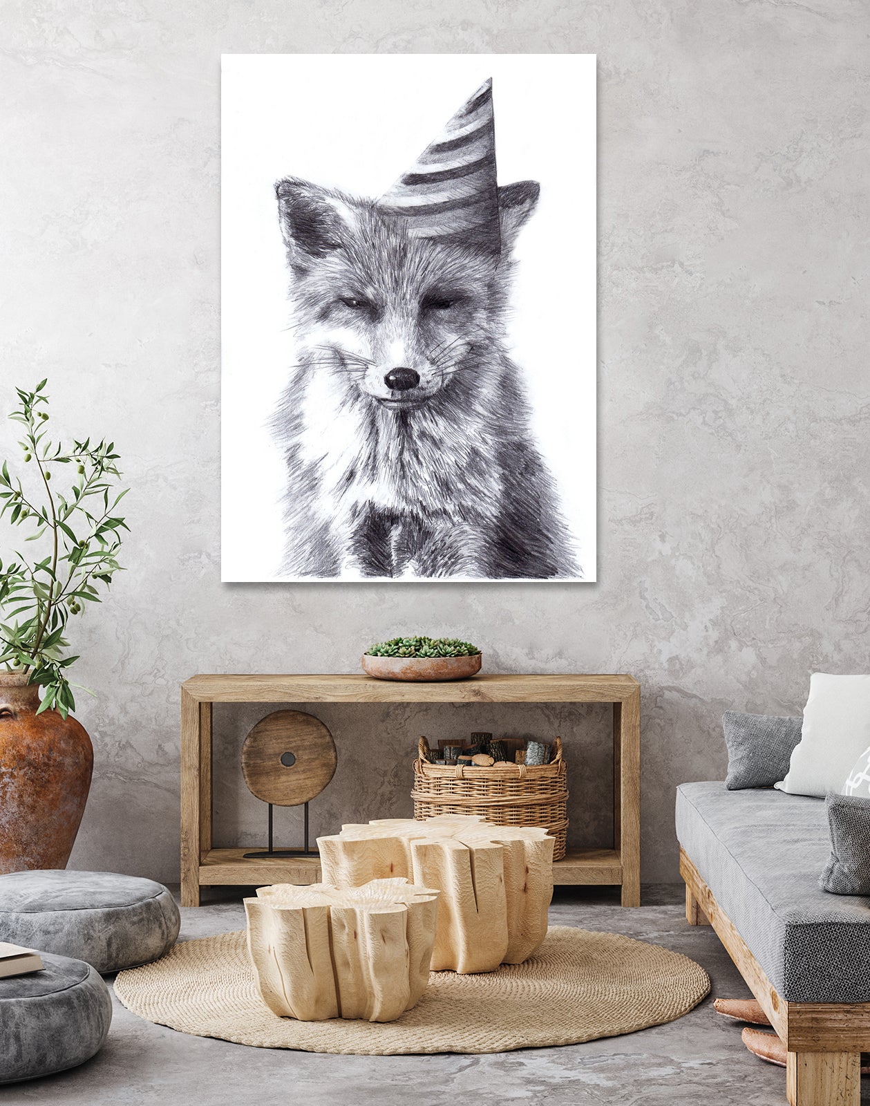 Party Fox by Kareena Harris on GIANT ART - black mixed media