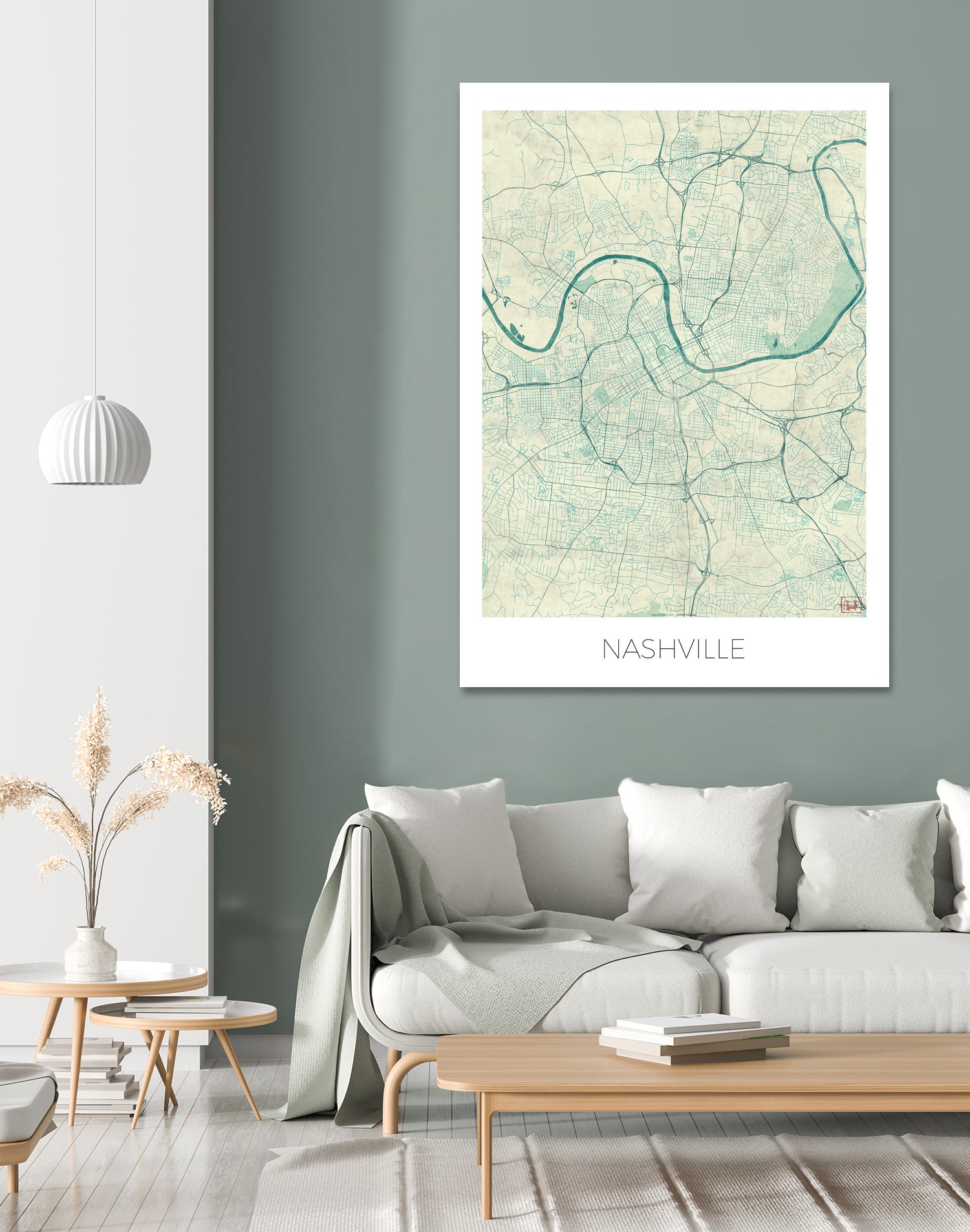 Nashville Map Blue by Hubert Roguski on GIANT ART - blue digital painting