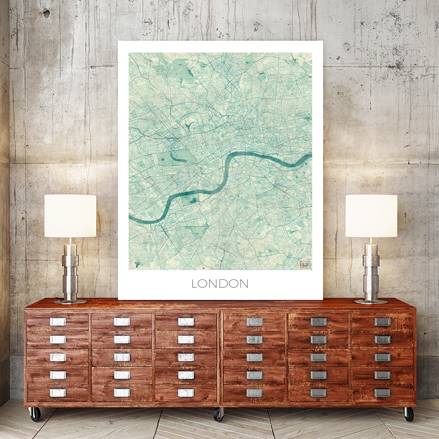 London Map Blue by Hubert Roguski on GIANT ART - blue digital painting