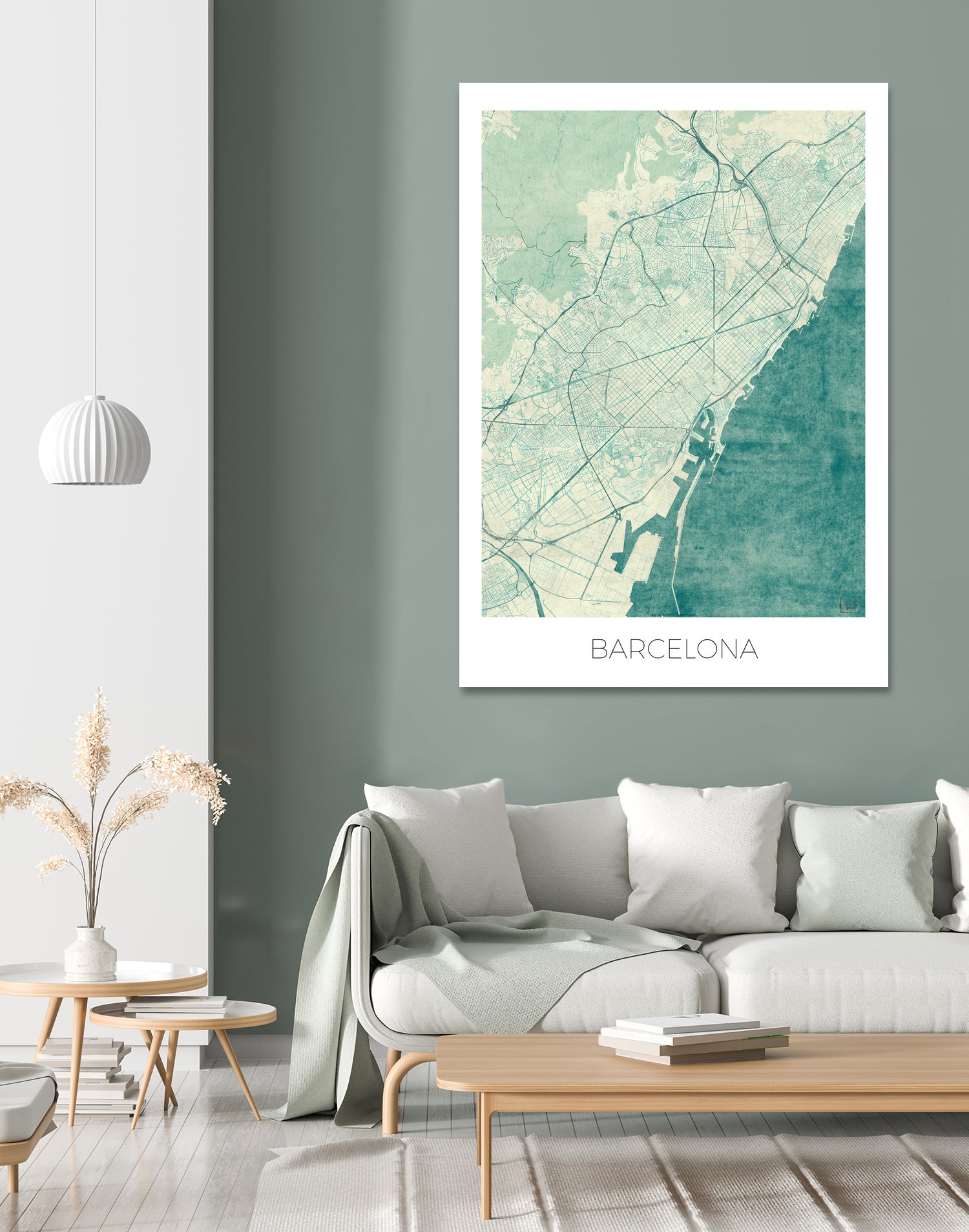 Barcelona Map Blue by Hubert Roguski on GIANT ART - blue digital painting