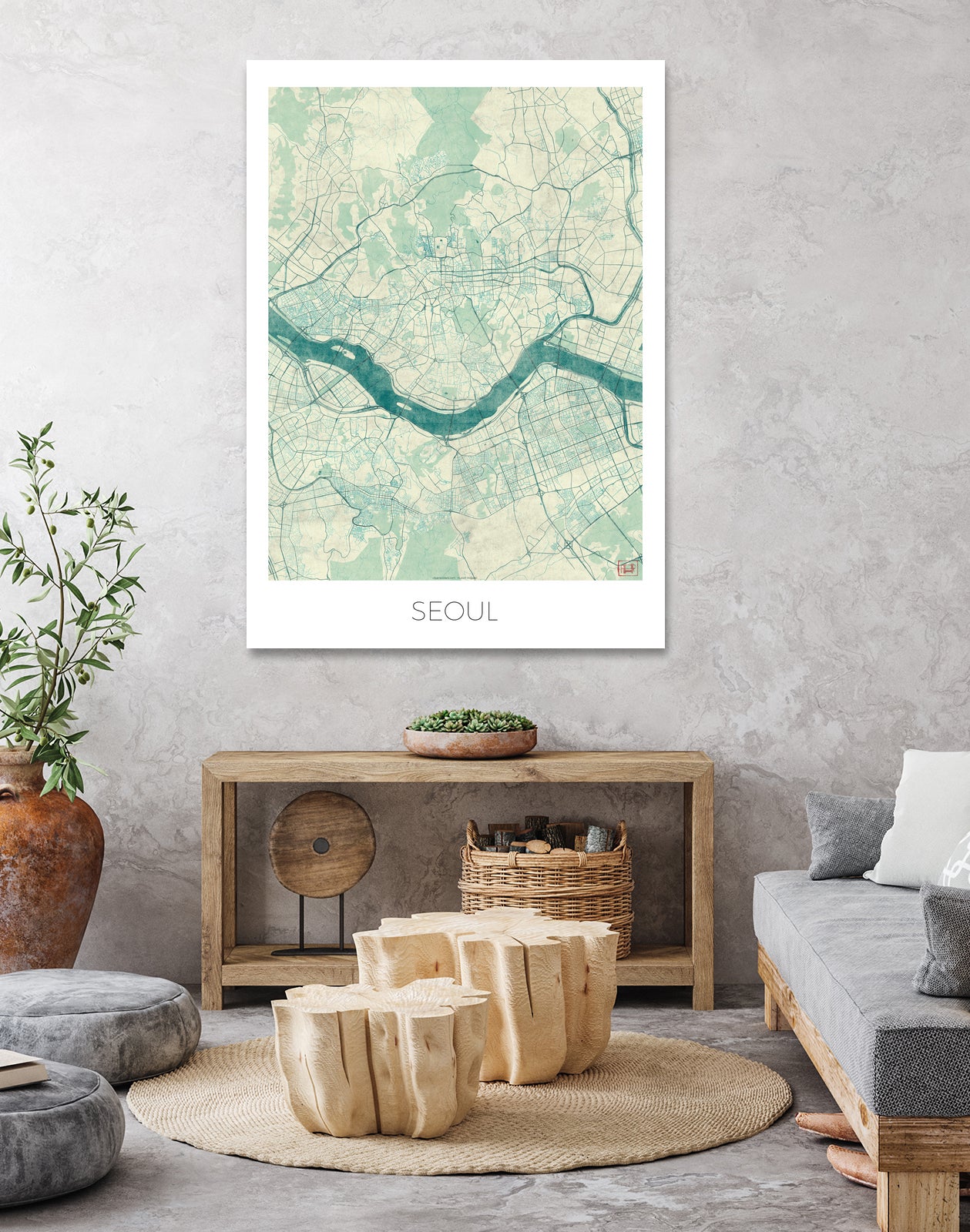 Seoul Map Blue by Hubert Roguski on GIANT ART - blue digital painting