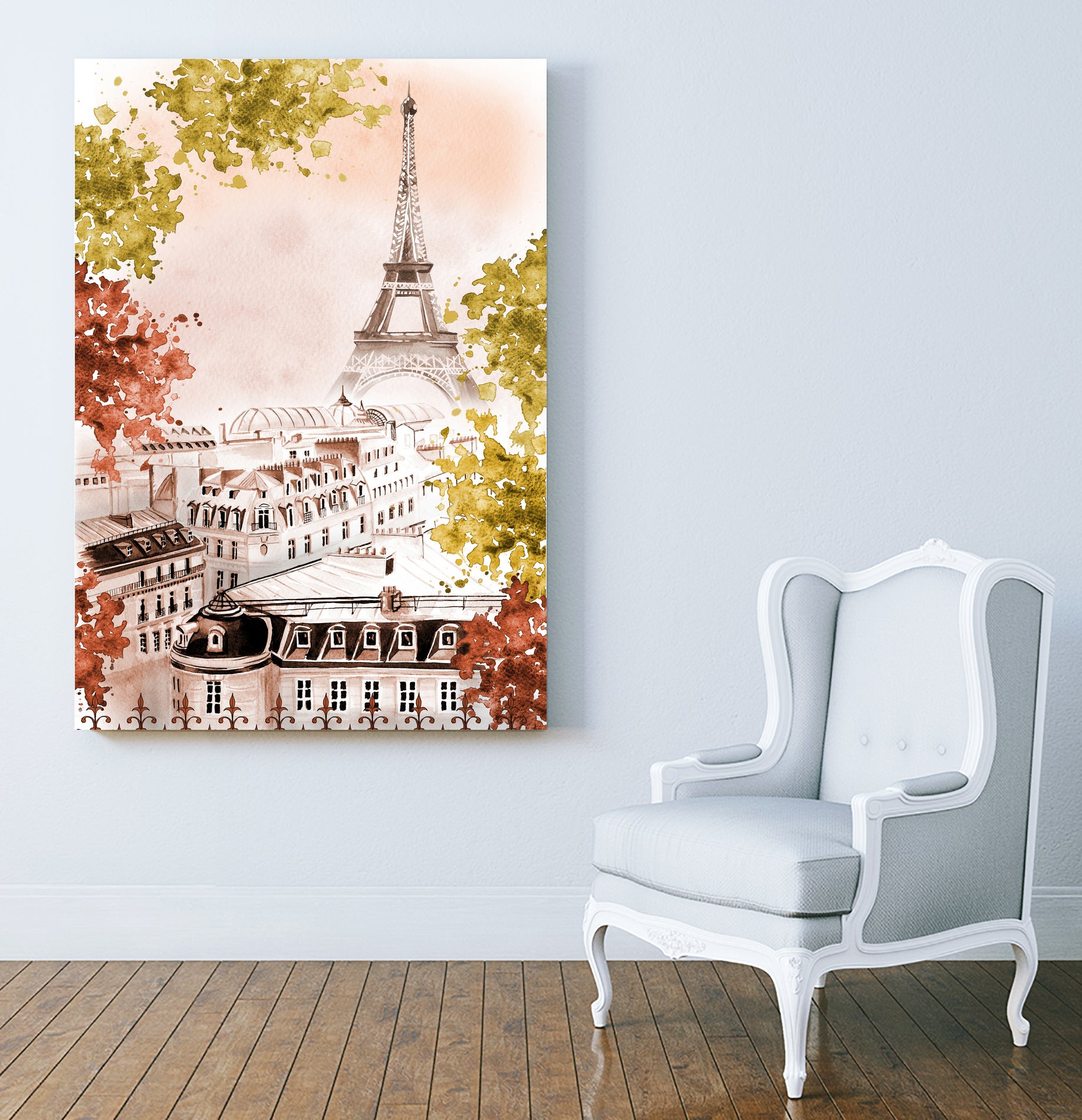 city Paris watercolor by Liliya KOVALENKO on GIANT ART - yellow photo illustration
