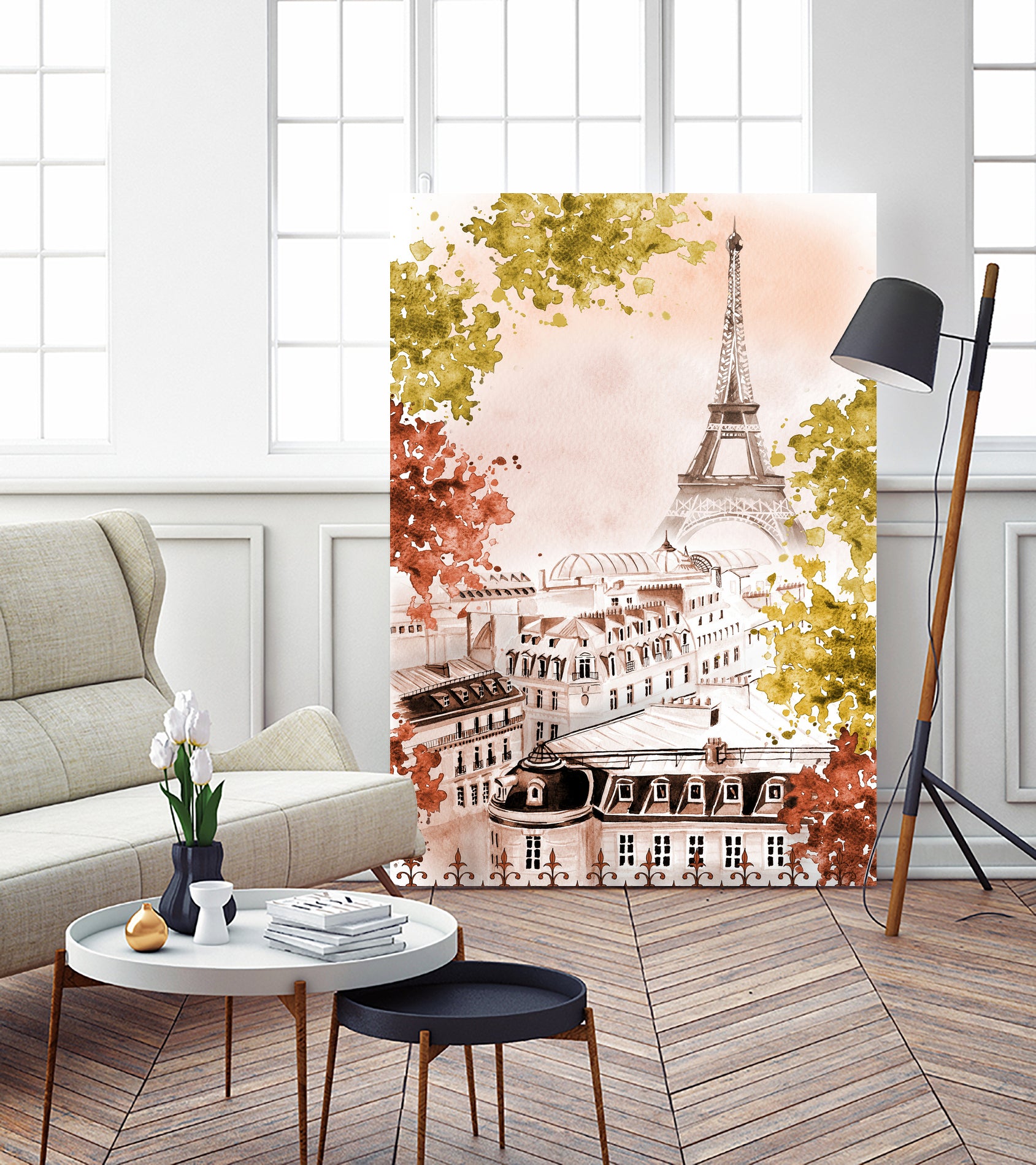city Paris watercolor by Liliya KOVALENKO on GIANT ART - yellow photo illustration