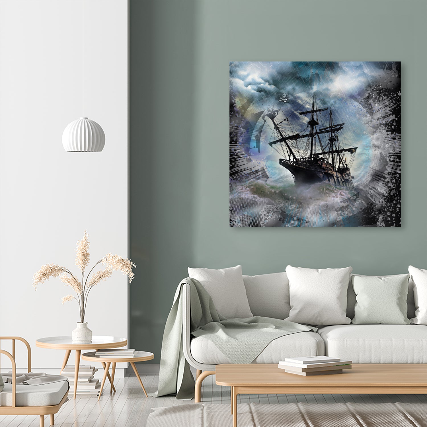 Pirate Ship Rough Storm by Clifford Miller on GIANT ART - gray 3d art