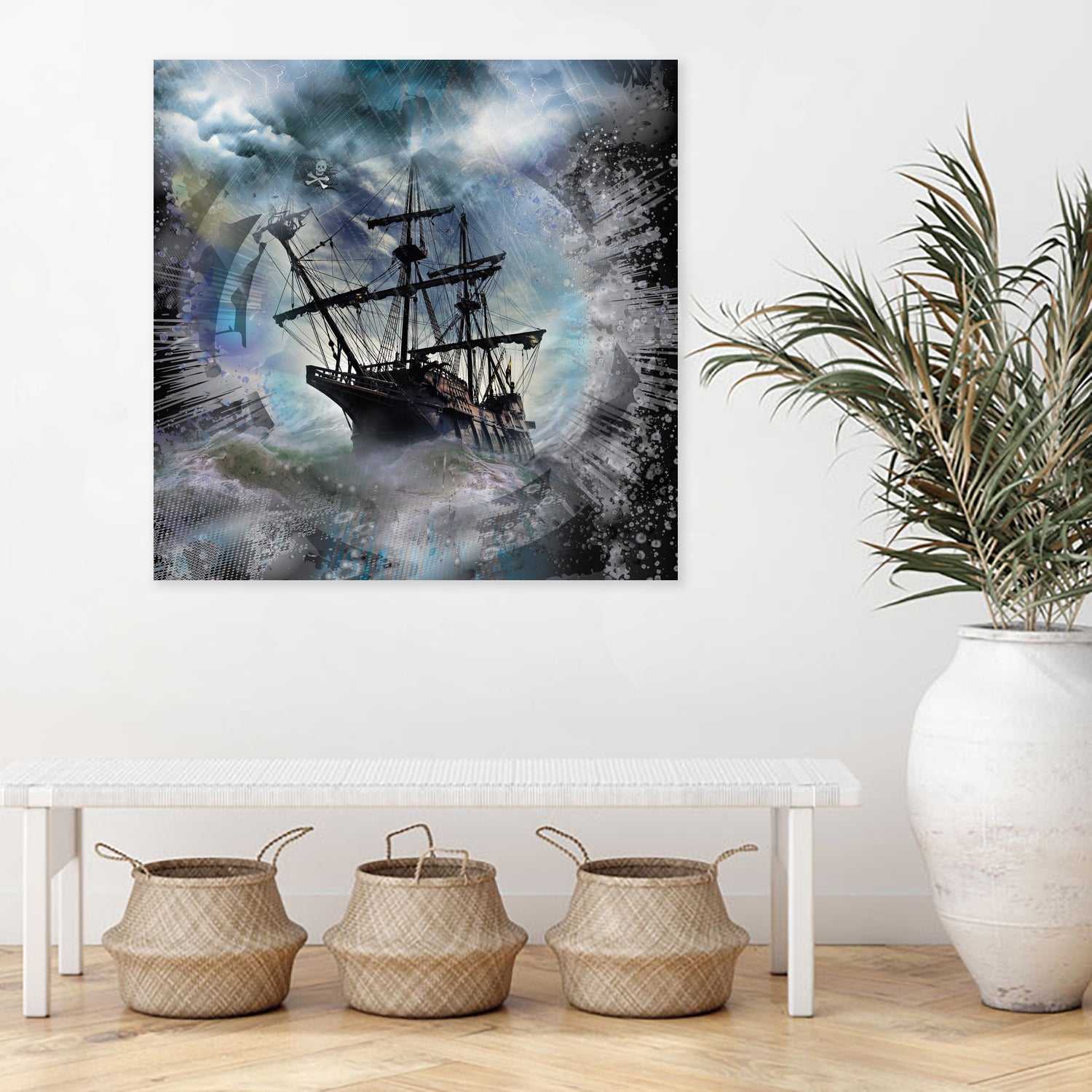 Pirate Ship Rough Storm by Clifford Miller on GIANT ART - gray 3d art