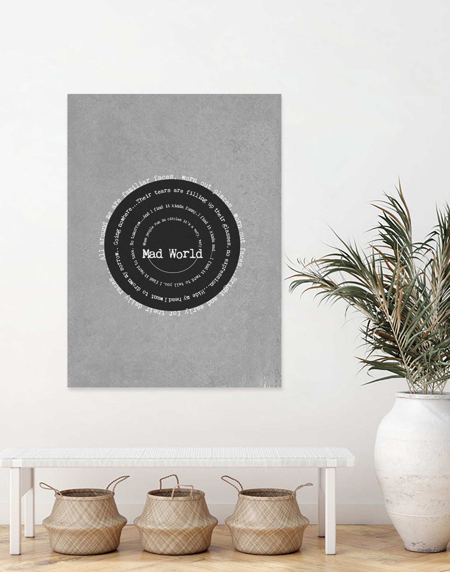 Mad World by Gary Jules Poster by Aline Ferreira on GIANT ART - gray typography
