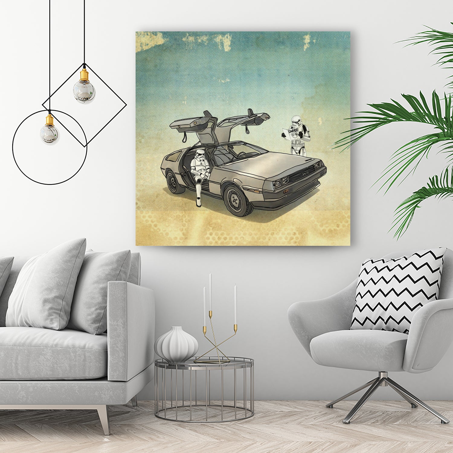 STORMTROOPER IN A DELOREAN II by Vin Zzep on GIANT ART - white digital painting