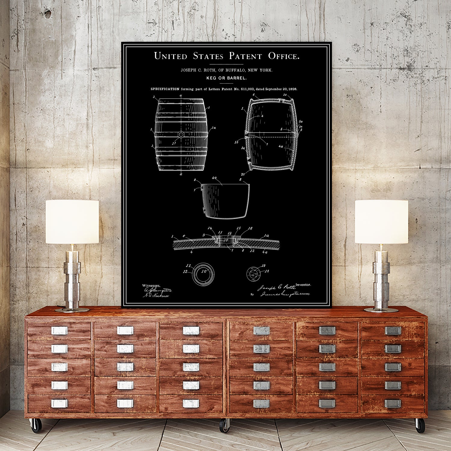 Beer Keg Patent - Black by Finlay McNevin on GIANT ART - black typography