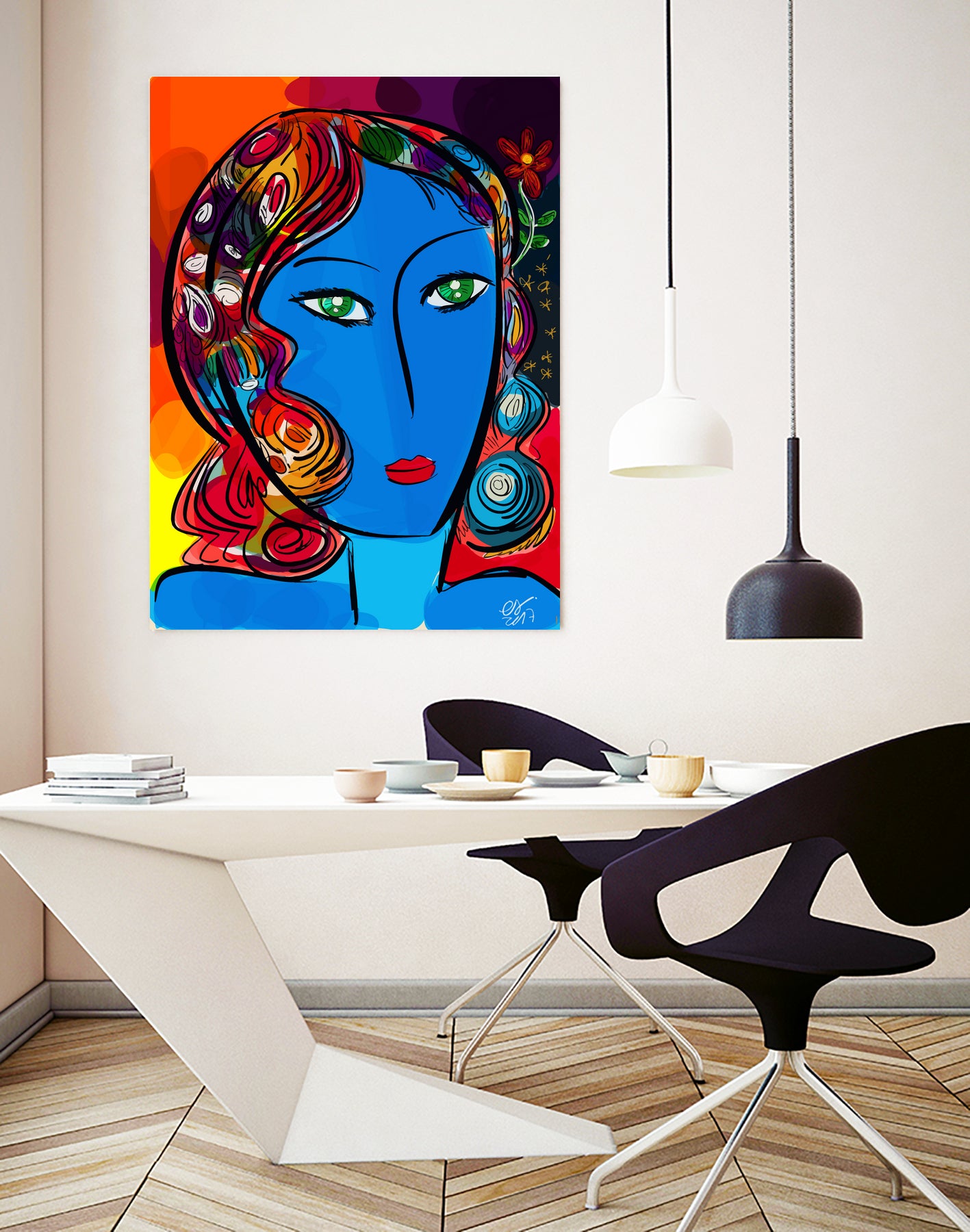 Pop Blue girl by Emmanuel Signorino on GIANT ART - blue digital painting