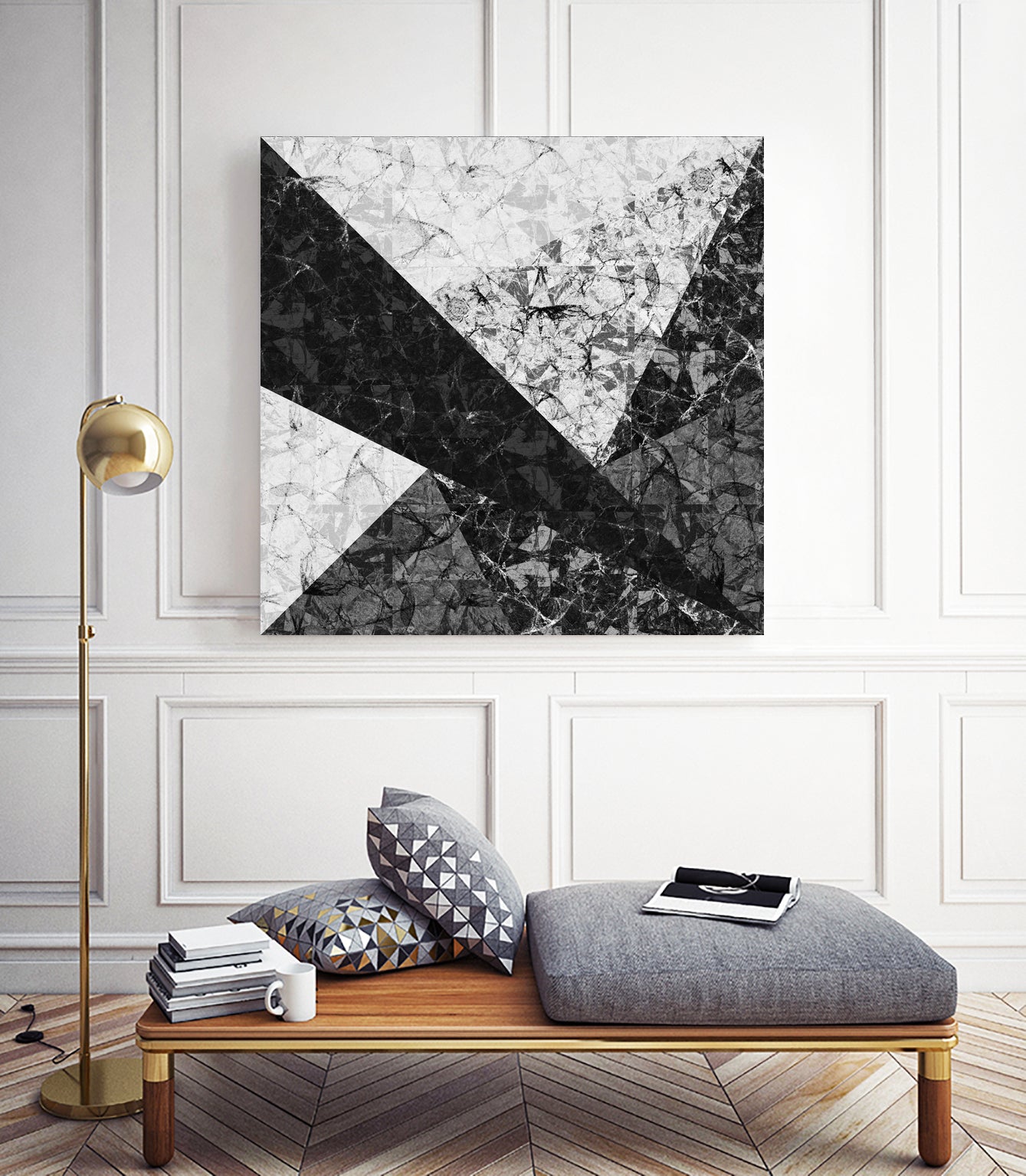 Marble Geometric Background C19 by Ilenia Pagliarini on GIANT ART - black digital drawing