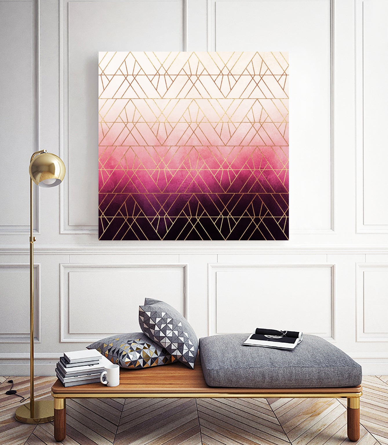 Pink Ombre Triangles by Elisabeth Fredriksson on GIANT ART - pink digital painting