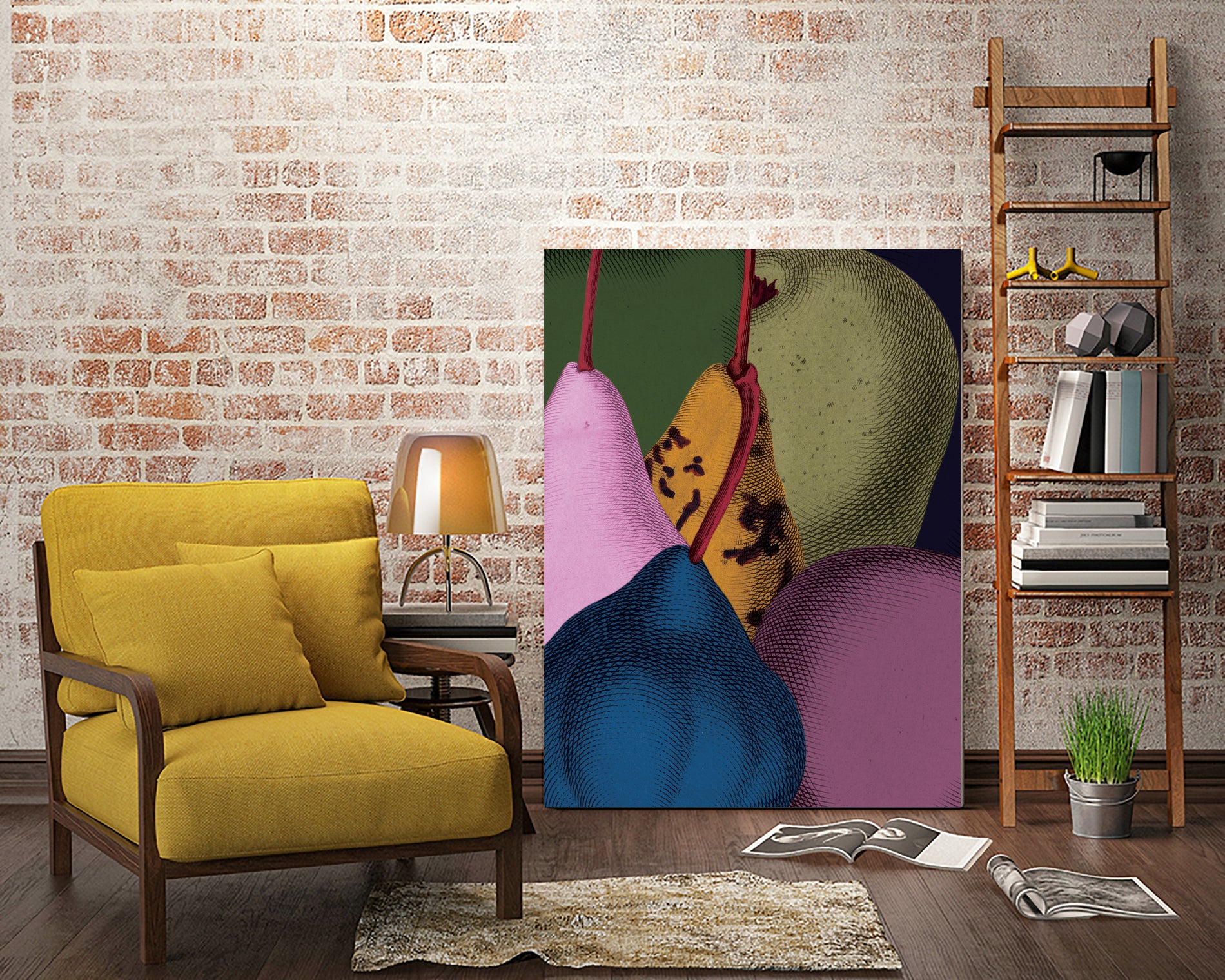 Modern Still life - Pears by Marlies Niemeijer on GIANT ART - blue mixed media