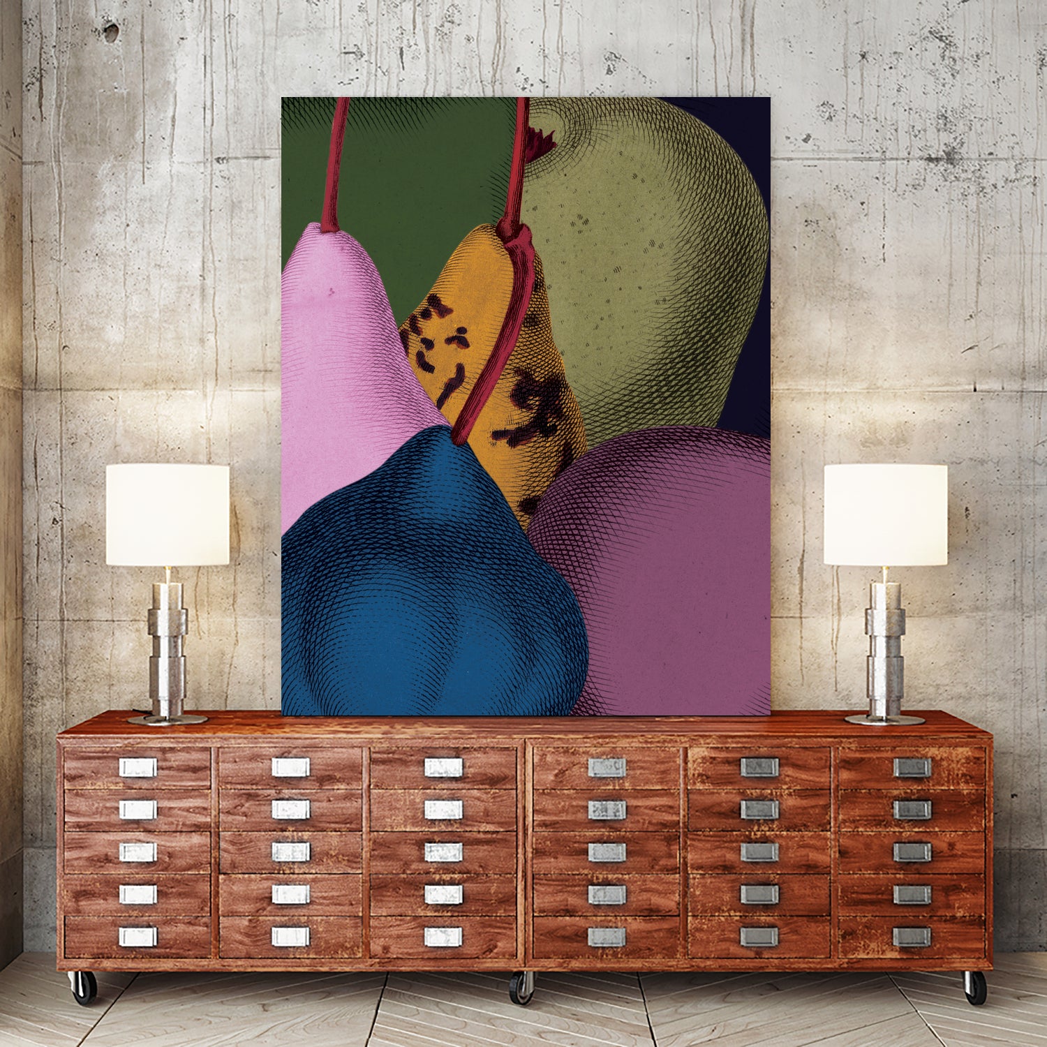 Modern Still life - Pears by Marlies Niemeijer on GIANT ART - blue mixed media