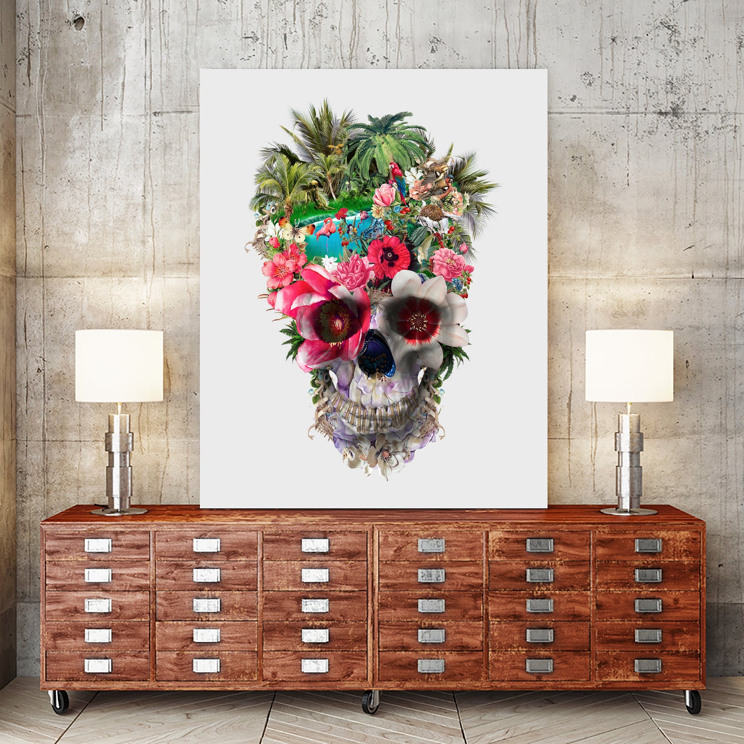 Summer Skull IV by RIZA PEKER on GIANT ART - orange digital painting