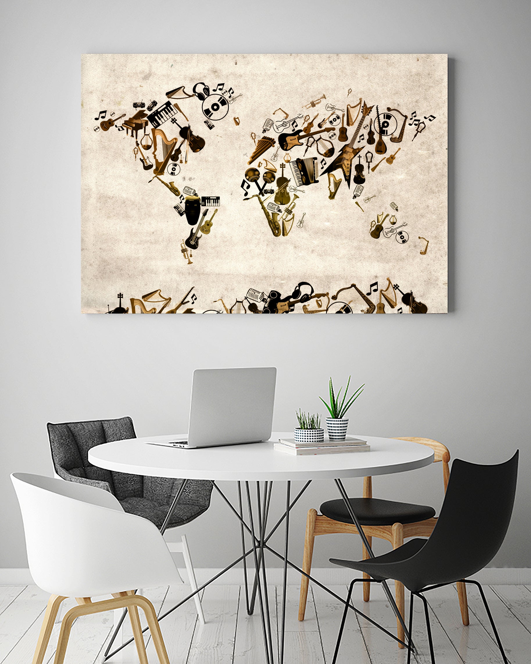 world map music instruments 2 by Bekim Mehovic on GIANT ART - brown digital painting