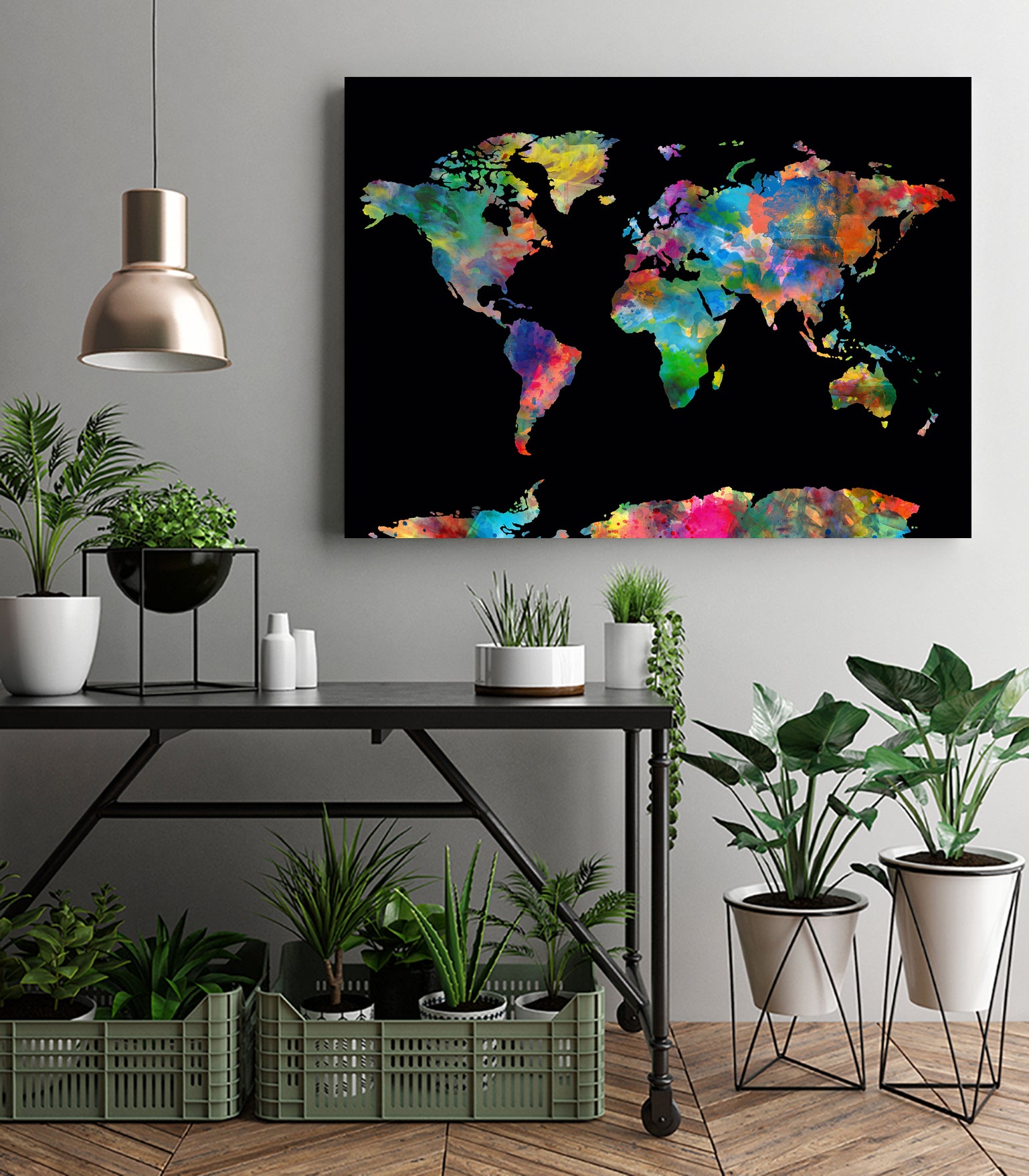 World map watercolor 5 by Bekim Mehovic on GIANT ART - black digital painting