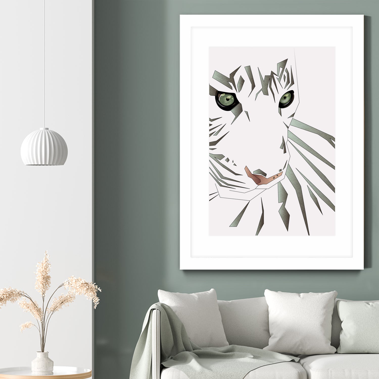 Tiger's Tranquility by Romina Lutz on GIANT ART - white digital painting