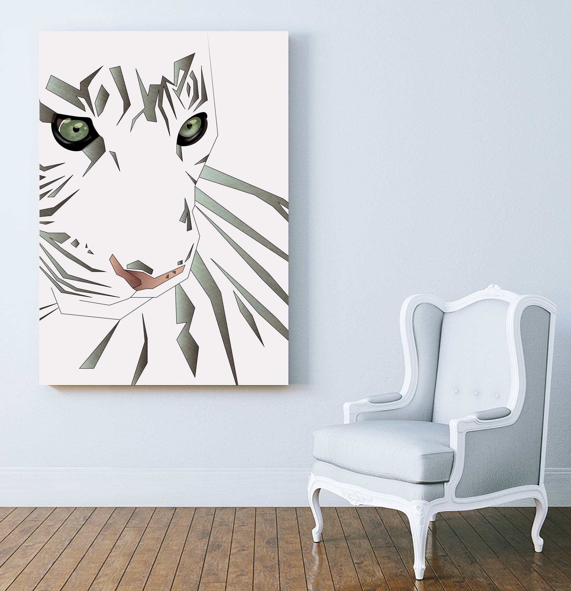 Tiger's Tranquility by Romina Lutz on GIANT ART - white digital painting