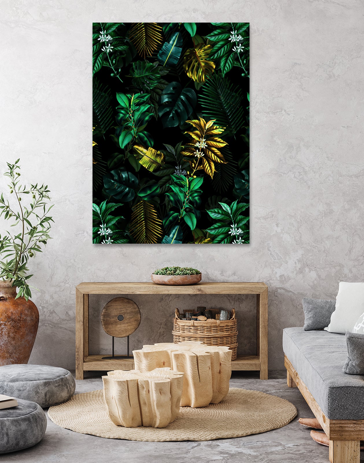 TROPICAL GARDEN VIII by burcu korkmazyurek on GIANT ART - black digital painting