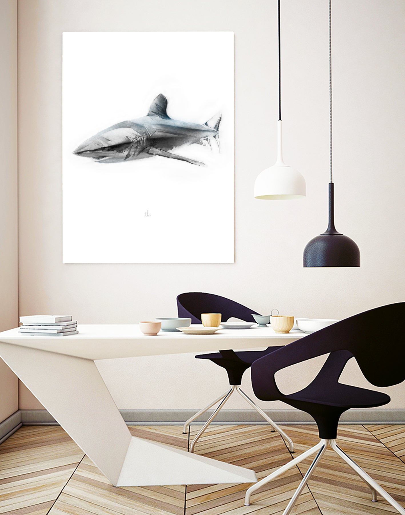 Shark I by Marcou Alexis on GIANT ART - gray digital drawing