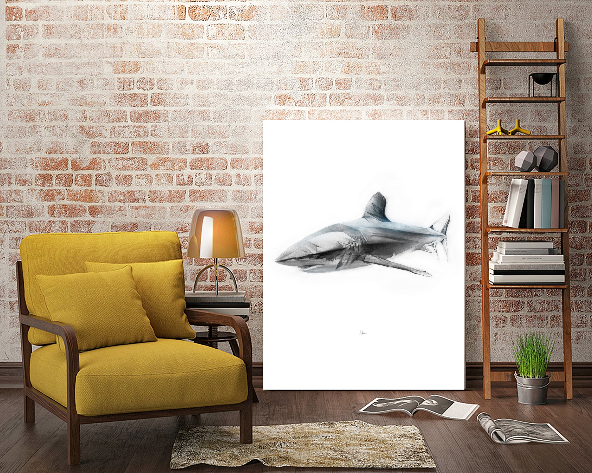 Shark I by Marcou Alexis on GIANT ART - gray digital drawing