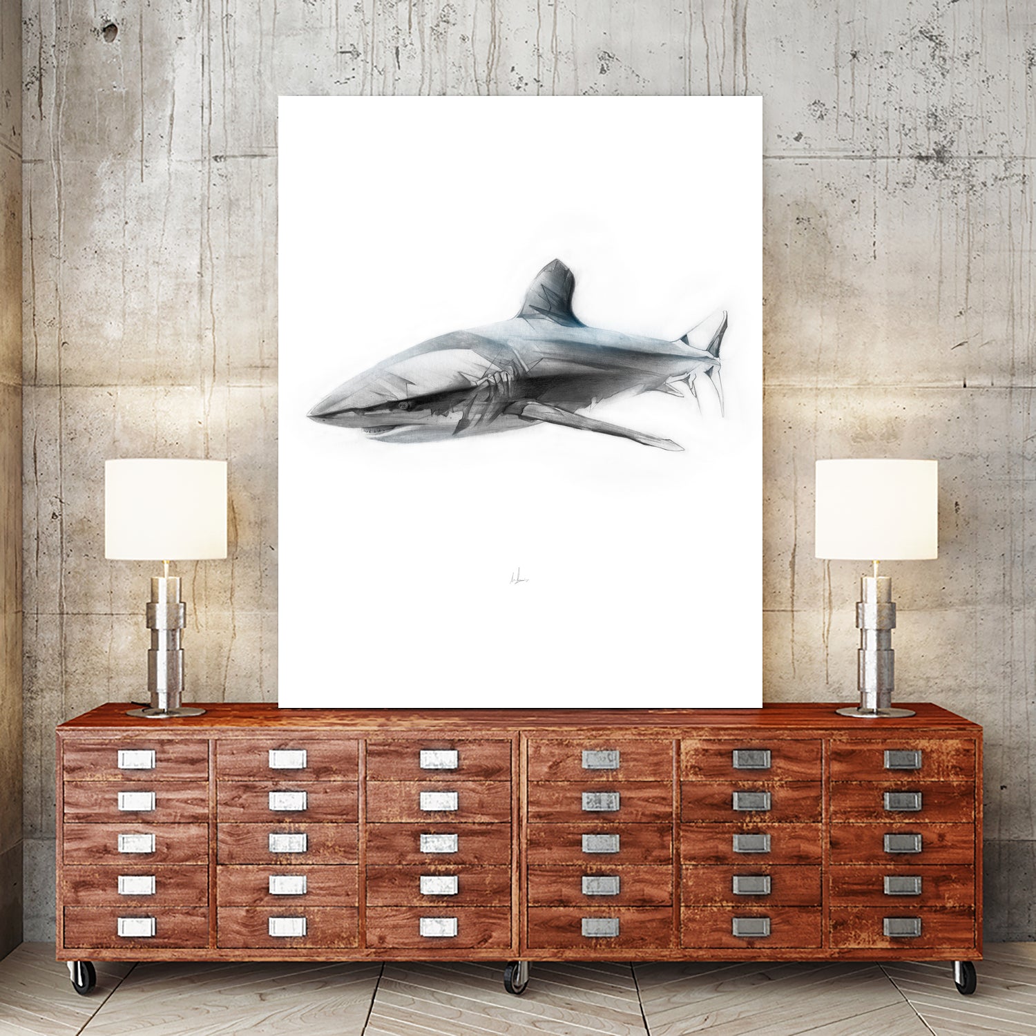 Shark I by Marcou Alexis on GIANT ART - gray digital drawing