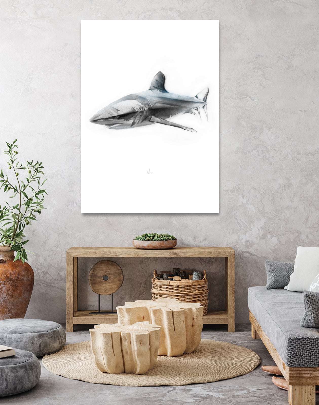 Shark I by Marcou Alexis on GIANT ART - gray digital drawing