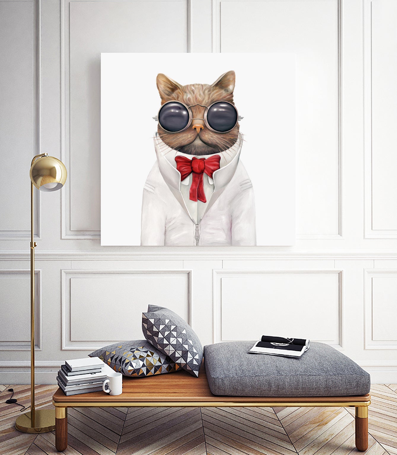 Astro Cat by Tim McConnachie on GIANT ART - red mixed media