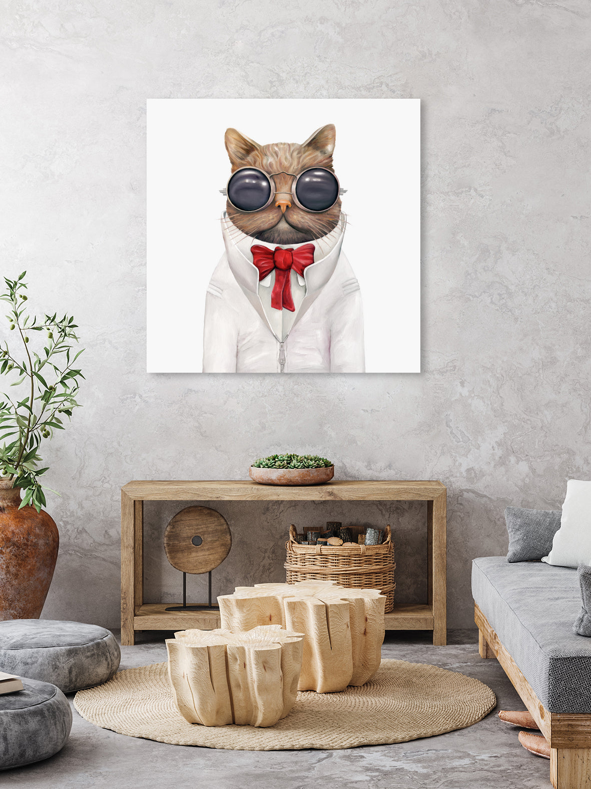Astro Cat by Tim McConnachie on GIANT ART - red mixed media