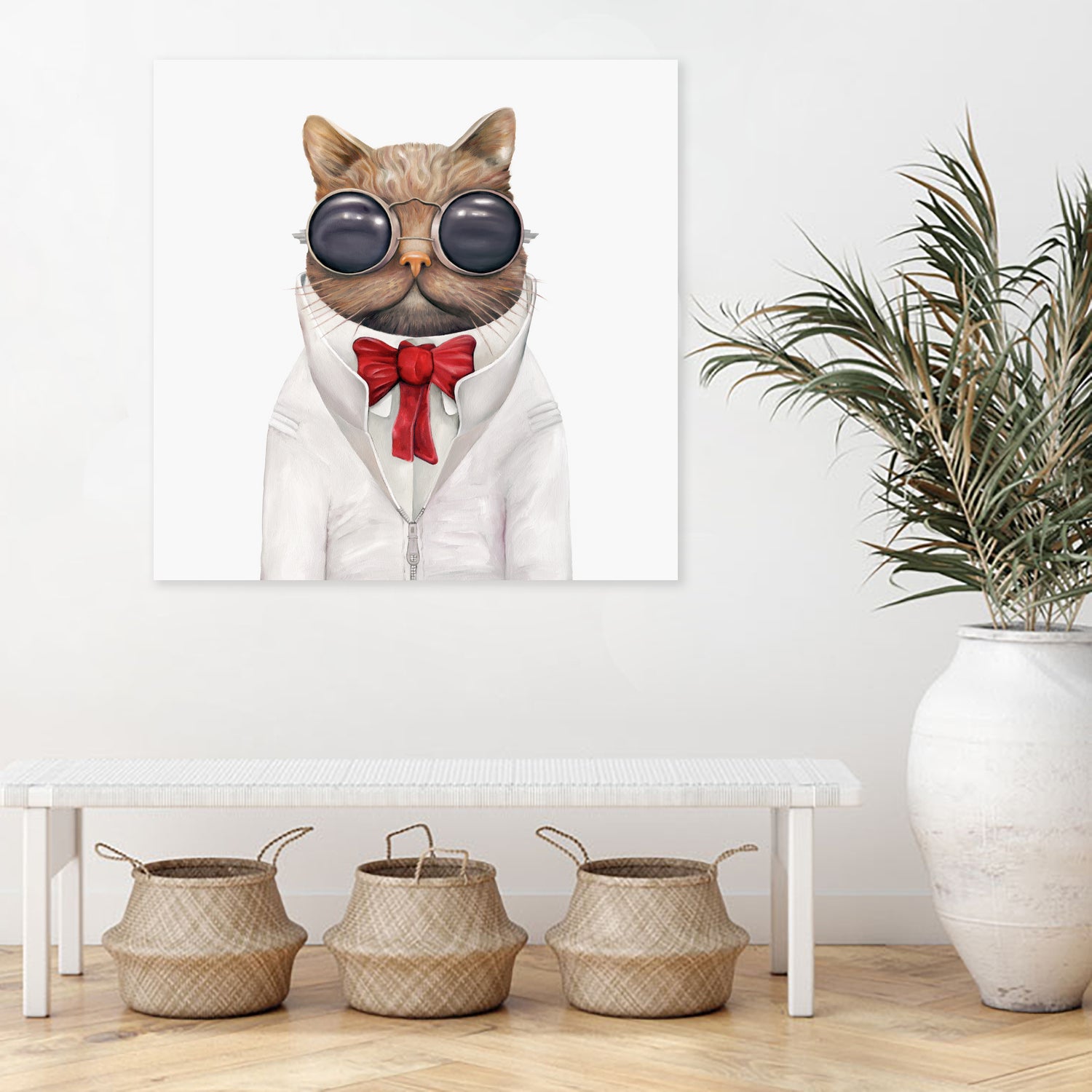 Astro Cat by Tim McConnachie on GIANT ART - red mixed media