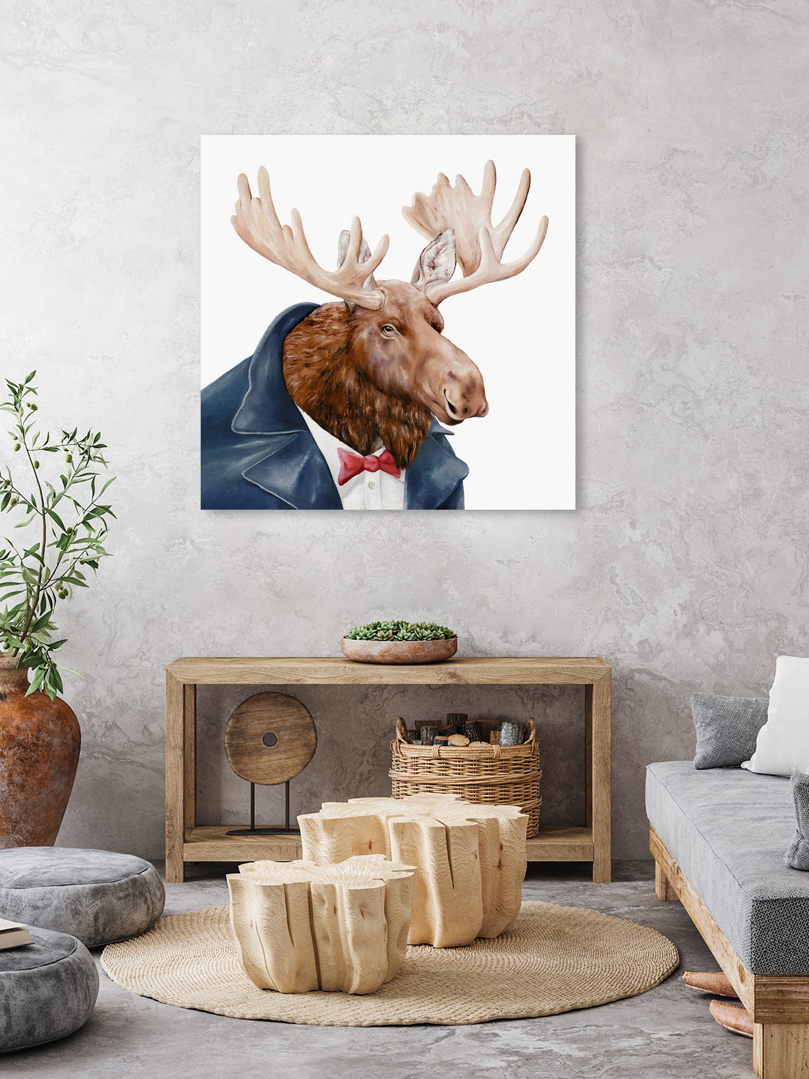 Moose by Tim McConnachie on GIANT ART - blue mixed media