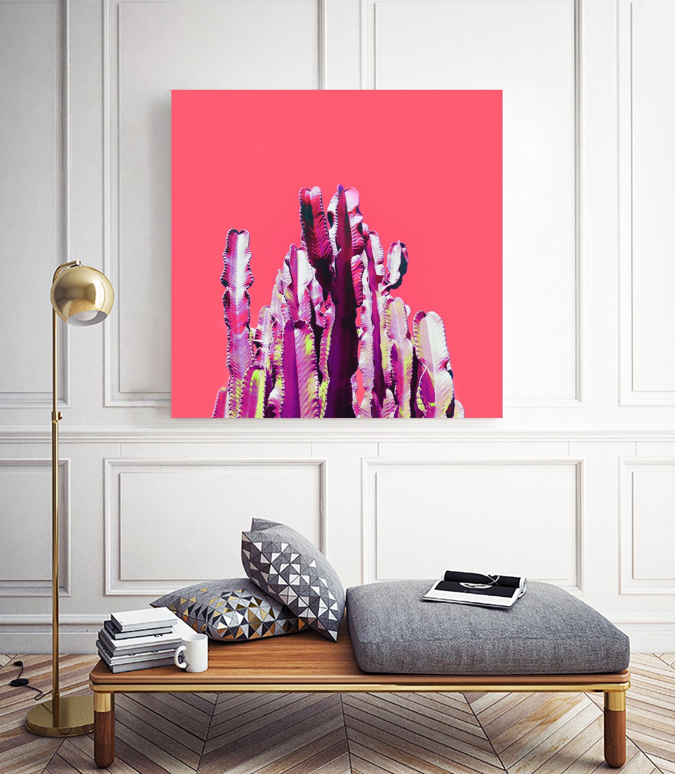 Majestic Cactus on Coral by Dominique Van Roey on GIANT ART - pink photo manipulation
