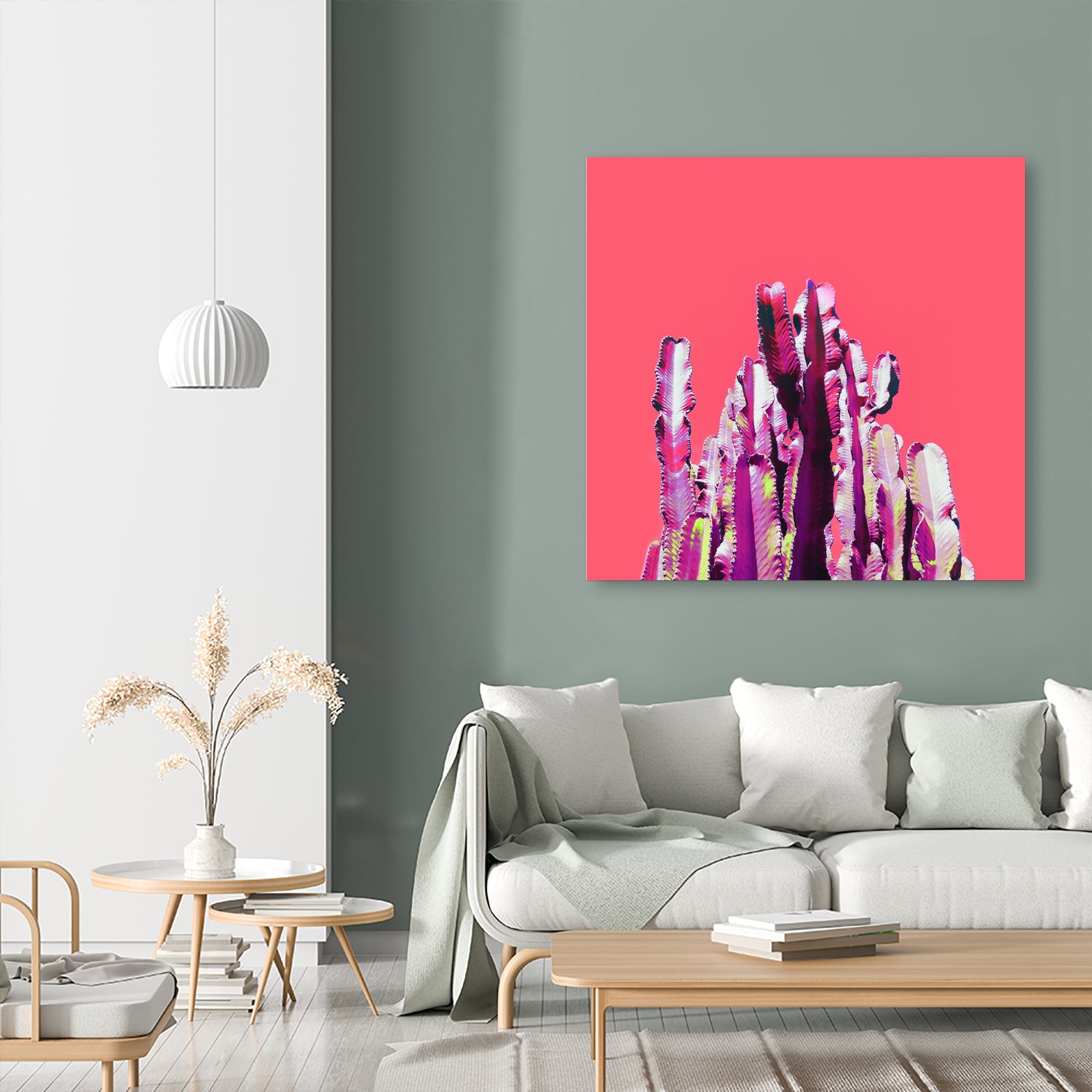 Majestic Cactus on Coral by Dominique Van Roey on GIANT ART - pink photo manipulation