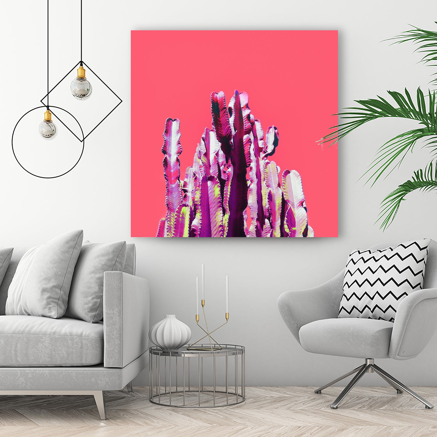 Majestic Cactus on Coral by Dominique Van Roey on GIANT ART - pink photo manipulation