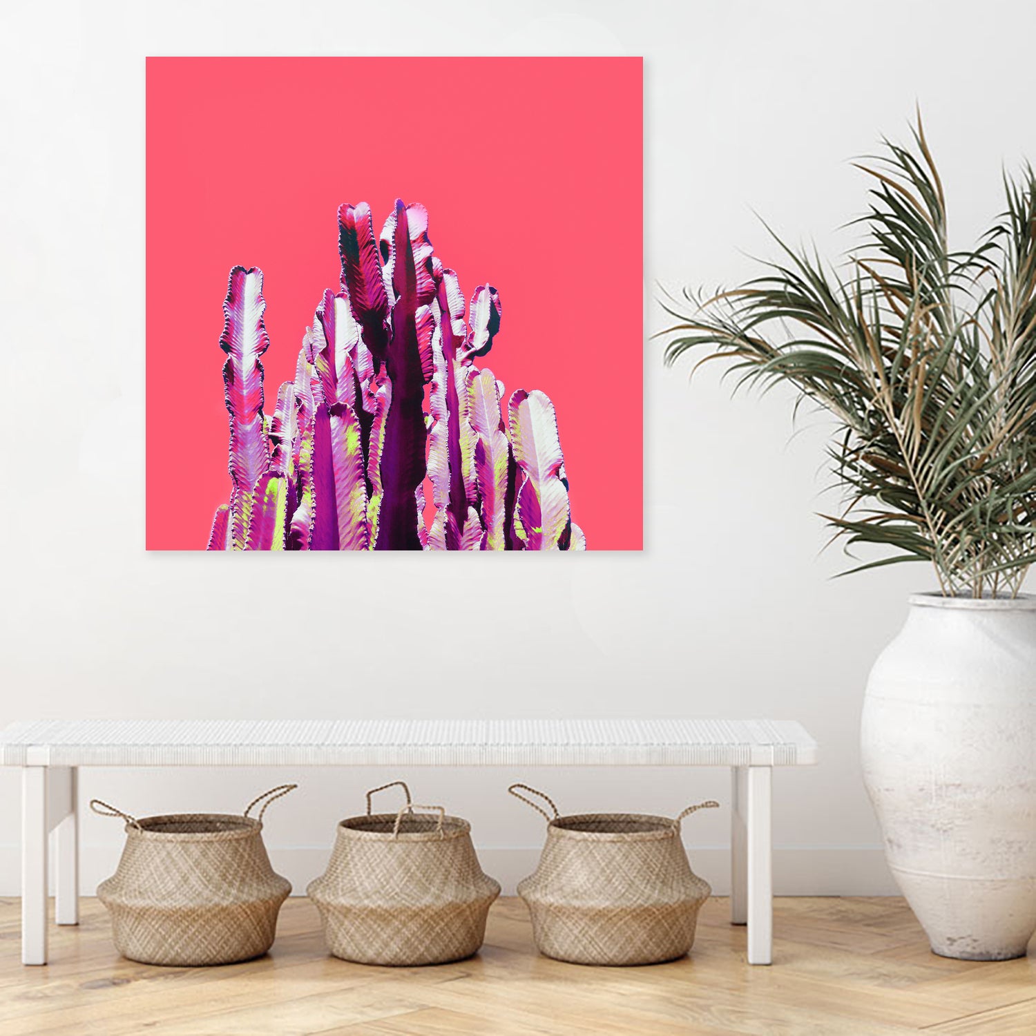 Majestic Cactus on Coral by Dominique Van Roey on GIANT ART - pink photo manipulation