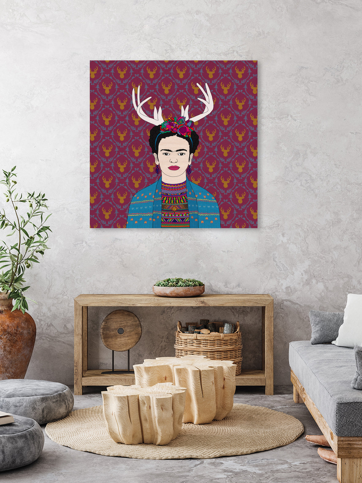 DEER FRIDA by Bianca Green on GIANT ART - blue character design