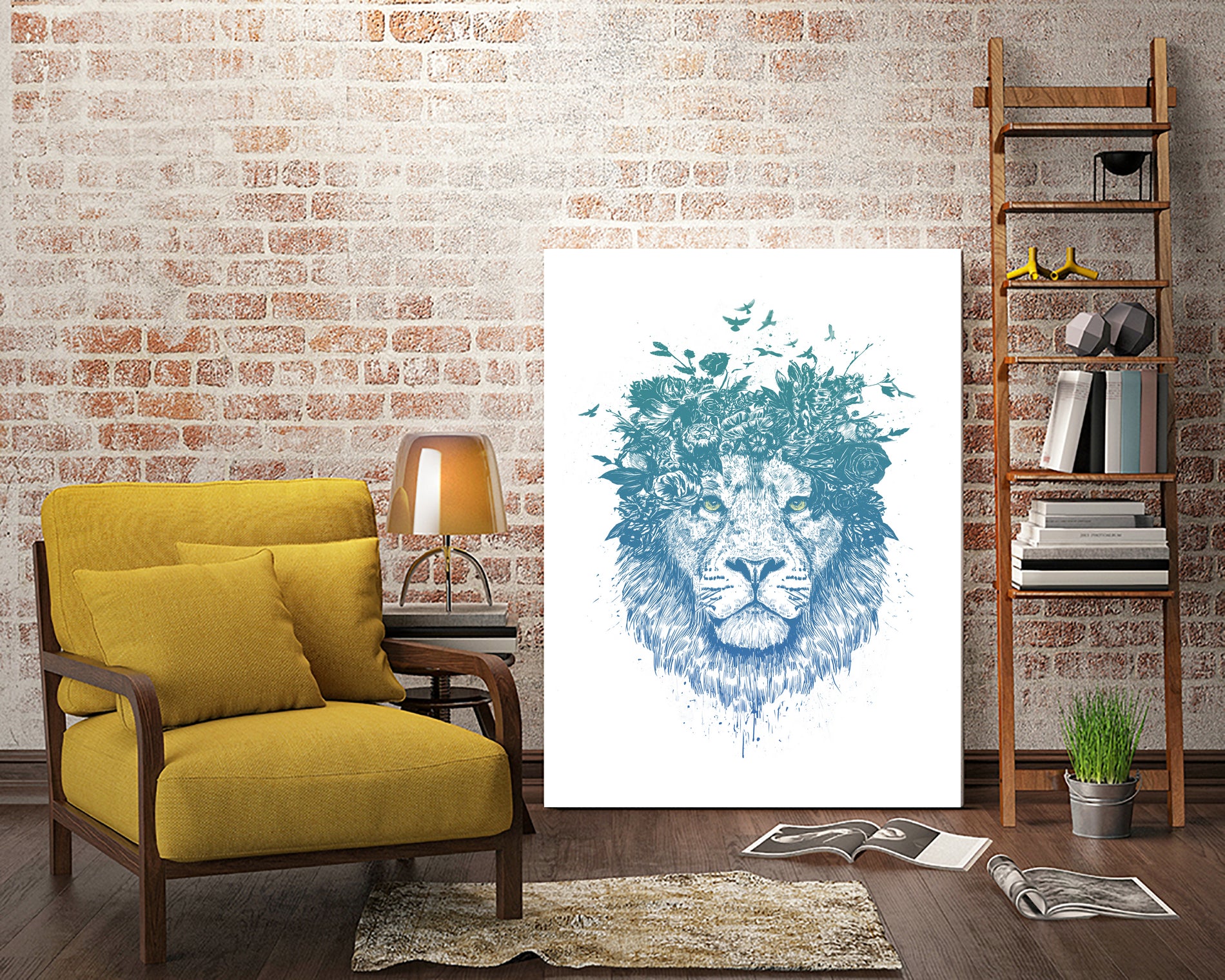 Floral lion by Solti Balázs on GIANT ART - white digital drawing