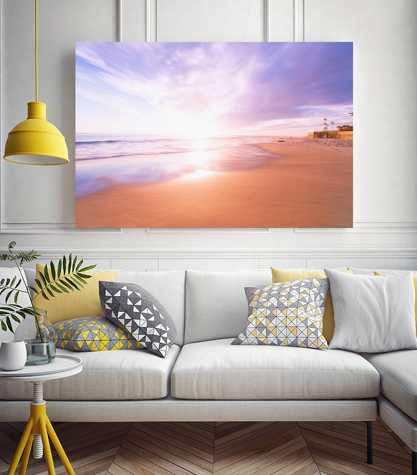 Sunset Beach Scene, Summertime, Pastel Sky by Petra Lang on GIANT ART - pink photo illustration